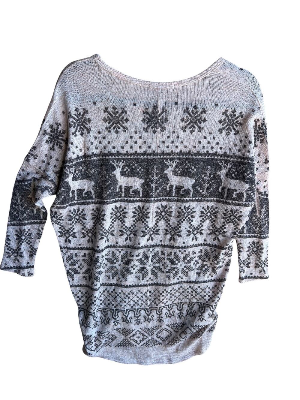 Silvergate Vintage M Women's Lightweight Grandma Fair Isle Deer Sweater Made USA